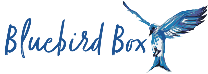Bluebird Box Logo Wordmark and Bird Graphic
